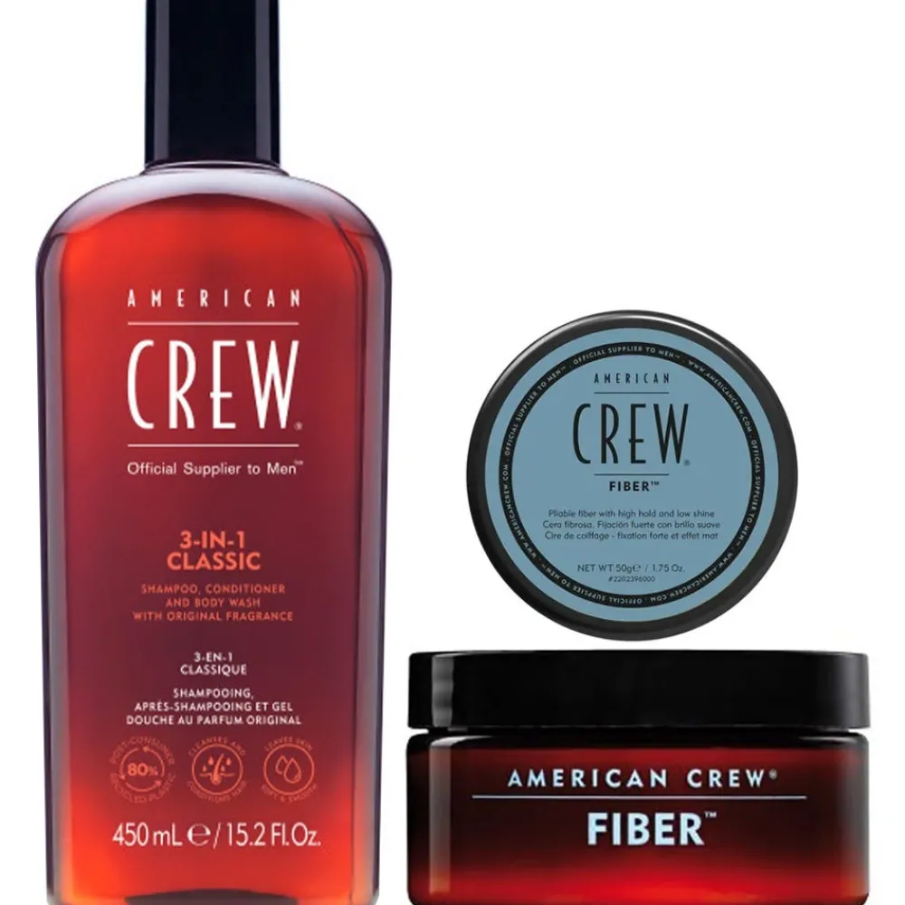 American Crew Shampoo|Conditioner|Classic 3-in-1 Shampoo & Fiber Cream Duo Big Bundle
