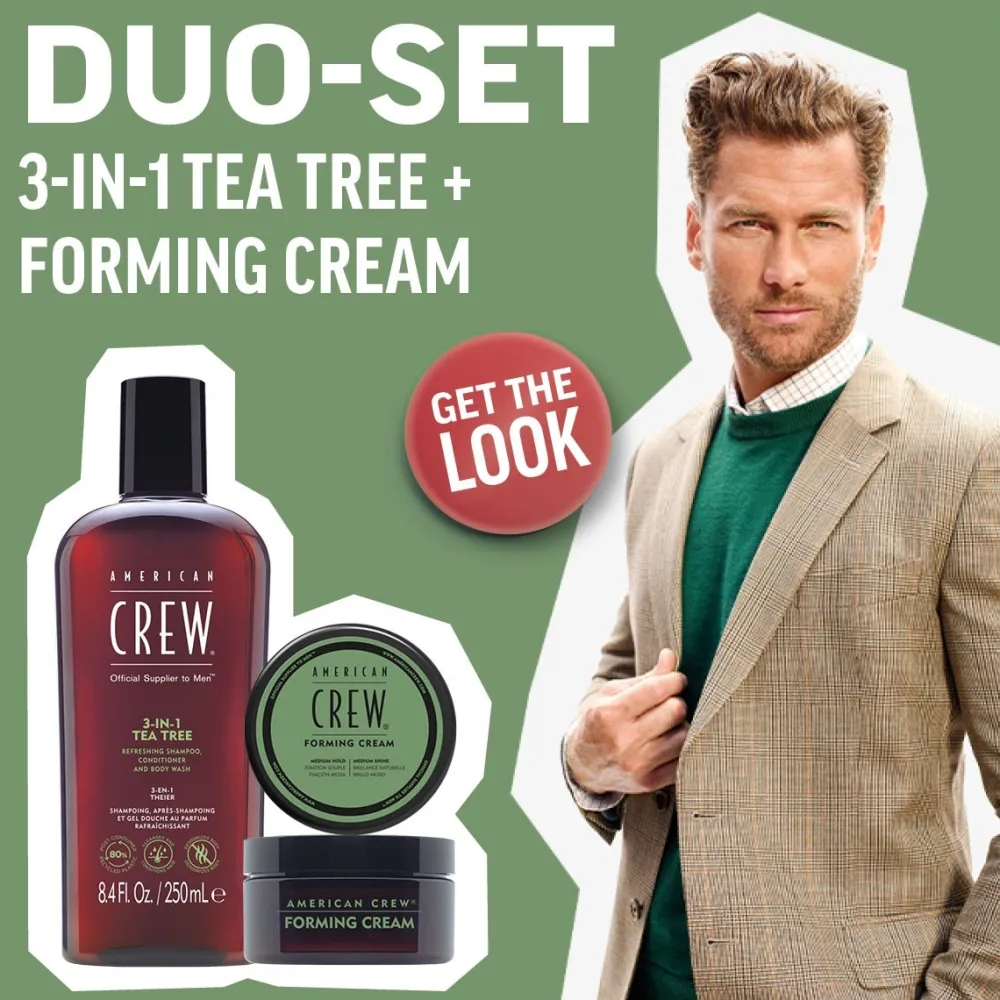 American Crew Styling-Gel & Creme|Conditioner^Holiday Duo Set 3-in-1 Tee Tree Shampoo + Forming Cream