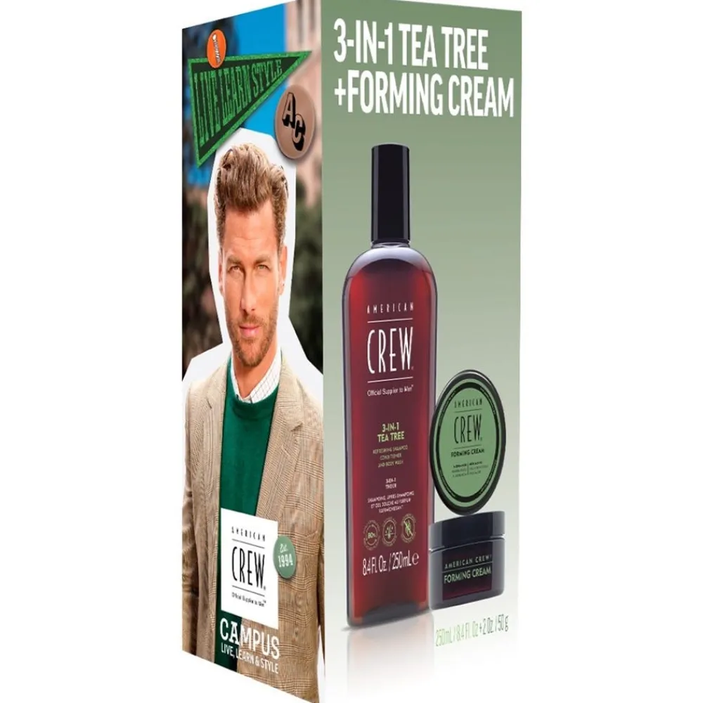 American Crew Styling-Gel & Creme|Conditioner^Holiday Duo Set 3-in-1 Tee Tree Shampoo + Forming Cream