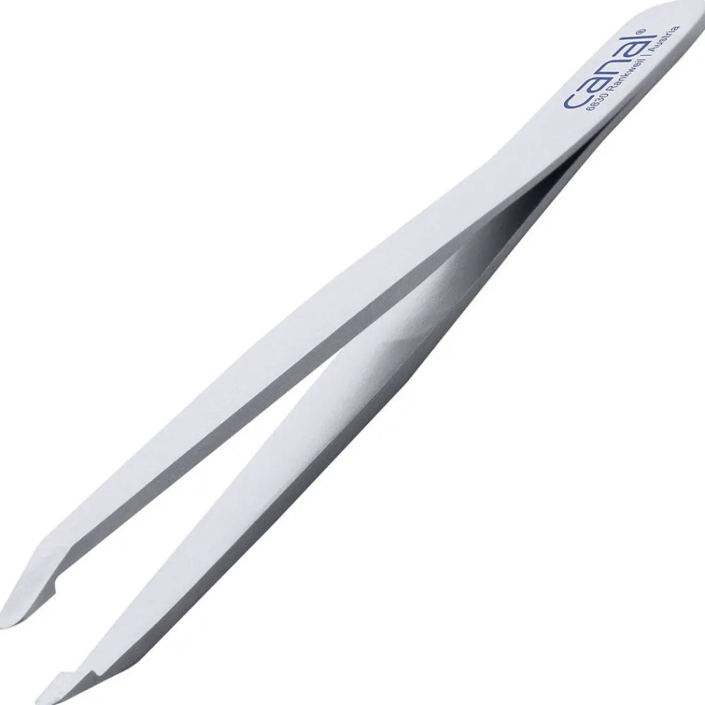 Canal Instrumente Augenbrauen^Canal Haarpinzette runde Spitze satin rostfrei 95 mm