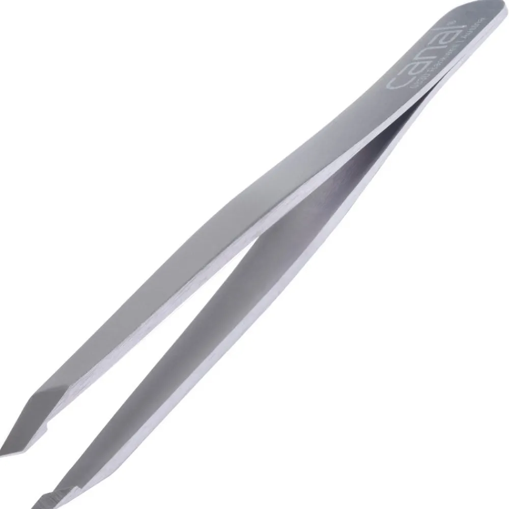 Canal Instrumente Augenbrauen^Canal Haarpinzette schräg satin rostfrei 95 mm
