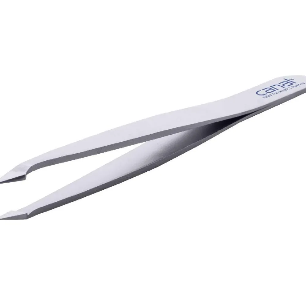 Canal Instrumente Augenbrauen^Canal Haarpinzette schräg/spitz satin rostfrei 95 mm