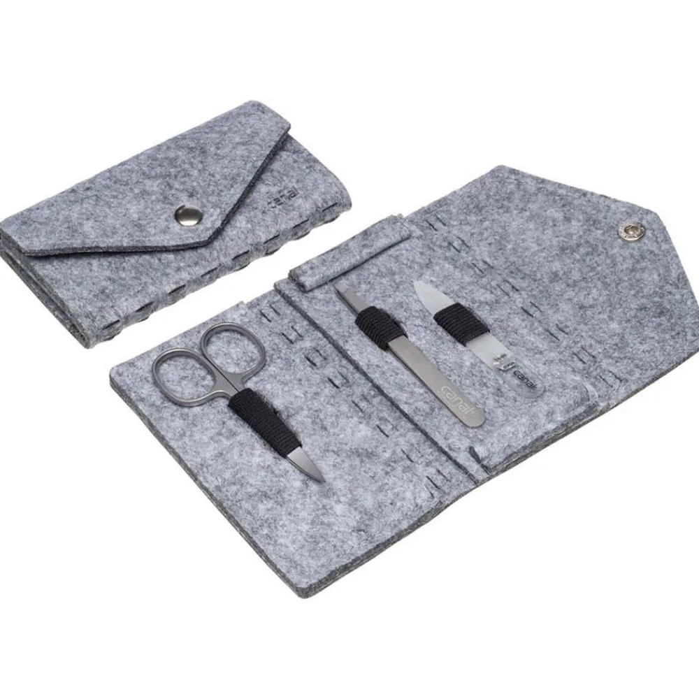 Canal Instrumente Maniküre & Pediküre|Nagelfeilen^Canal Maniküre-Etui aus Filz mit Druckknopf 3-teilig