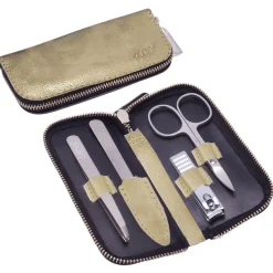 Canal Instrumente Maniküre & Pediküre^Canal Reißverschluss-Etui Leder 4-teilig Gold