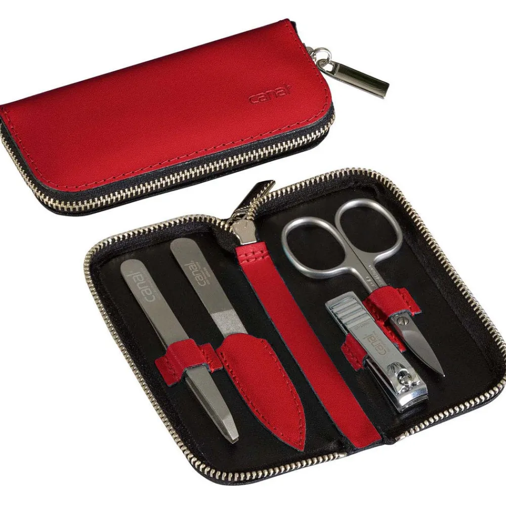 Canal RV-Etui aus Spaltleder rot, 4-teilig-Canal Instrumente Online