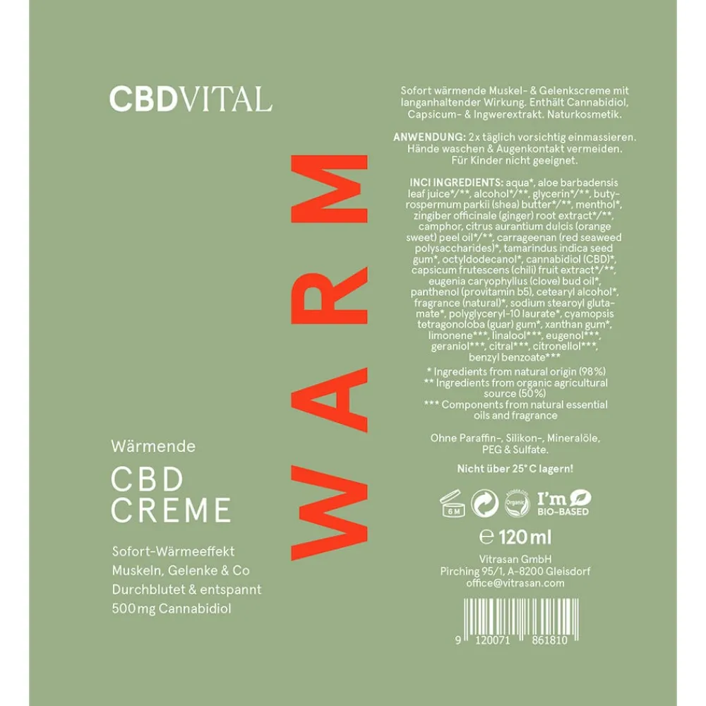 CBD Vital Hagel Nature|Körper^Wärmende CBD Creme 120 ml