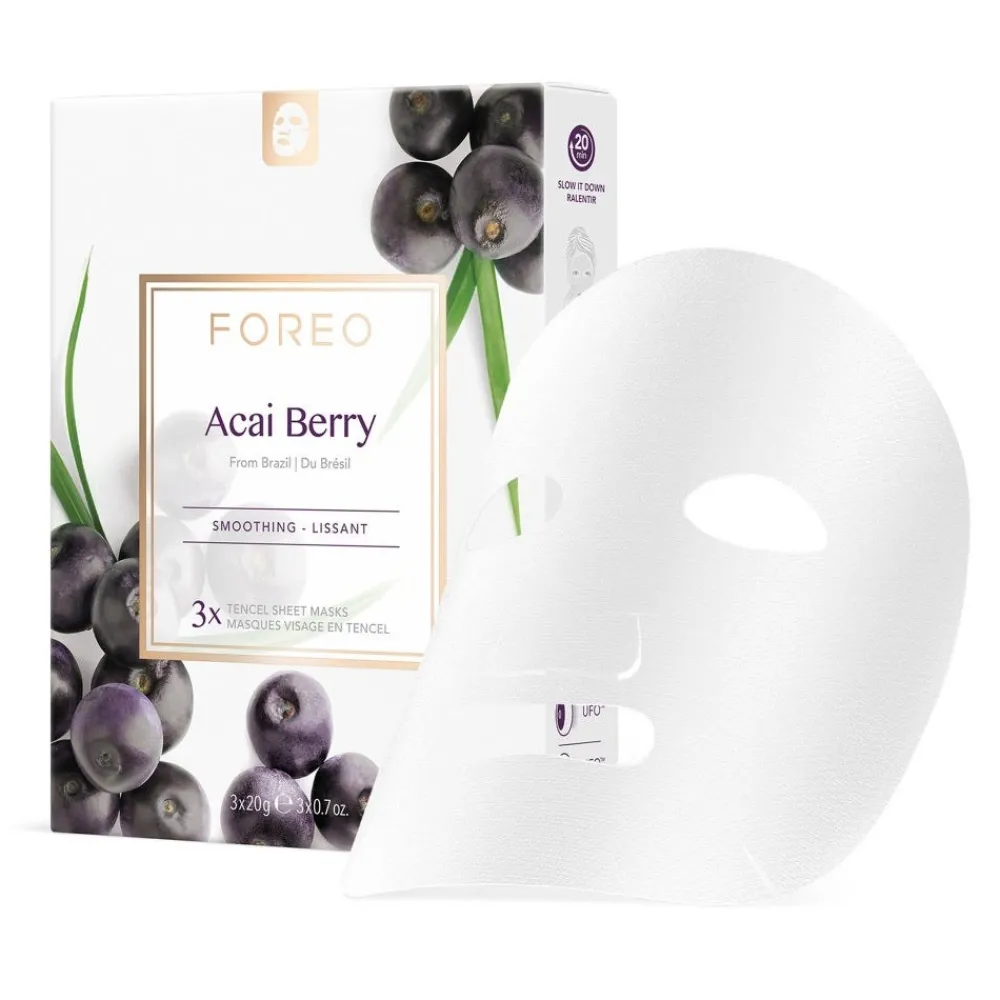 FOREO Sweden Hautverjüngung|Gesicht|Farm To Face Collection Sheet Mask Acai Berry 3 Stück