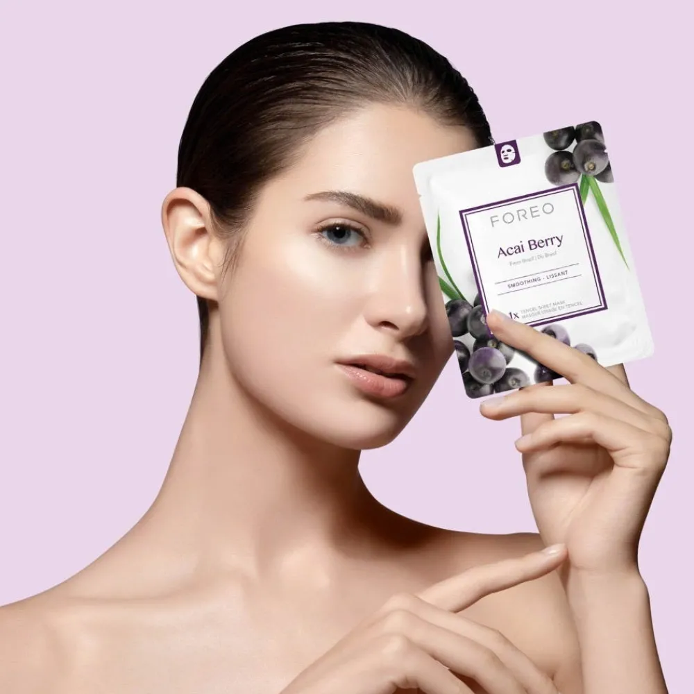 FOREO Sweden Hautverjüngung|Gesicht|Farm To Face Collection Sheet Mask Acai Berry 3 Stück