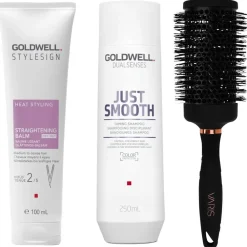 Goldwell Styling-Gel & Creme|Bürste|& VARIS Glättendes Pflege & Föhn Bundle