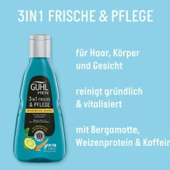 Guhl Shampoo|MEN Frische & Pflege Belebendes 3in1 Shampoo 250 ml