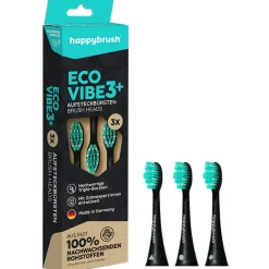 Happybrush Zahnpflege|Hagel Nature|Aufsteckbürsten V3+ (blackmint) 3 Stück