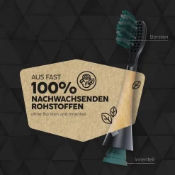 Happybrush Zahnpflege|Hagel Nature|Aufsteckbürsten V3+ (blackmint) 3 Stück