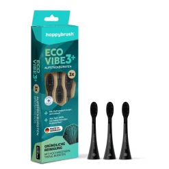 Happybrush Zahnpflege|Hagel Nature|Aufsteckbürsten V3+ (AllBlack) 3 Stück
