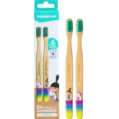 Happybrush Zahnpflege|Hagel Nature^Bambus Handzahnbürste Einhorn