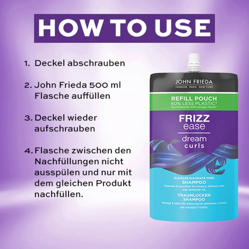 Frizz Ease Traumlocken Shampoo - Nachfüllbeutel 500 ml-John Frieda Outlet