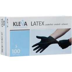 KLEVA Hygiene & Desinfektion|Einwegartikel|Latex-Handschuhe Größe S Schwarz 100 Stück