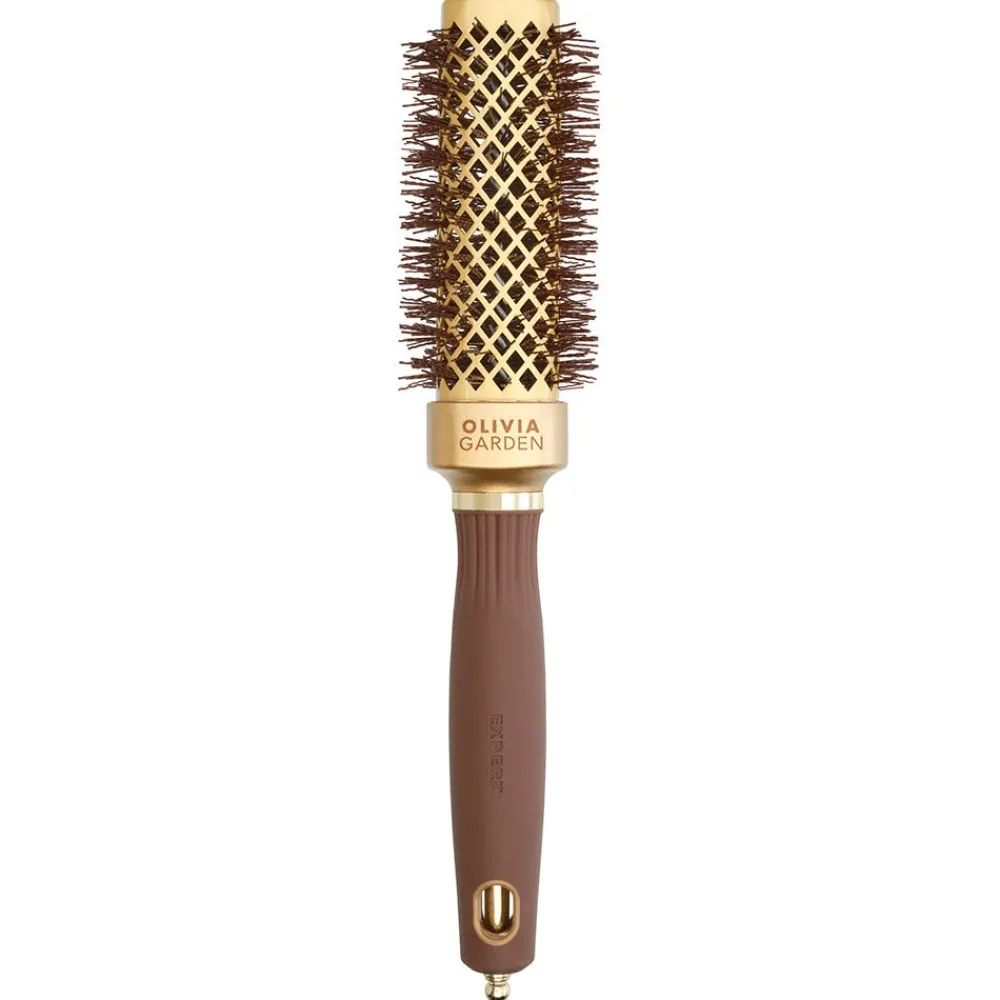 Blowout Straight Wavy Bristle Gold & Brown 30 mm-Olivia Garden Outlet