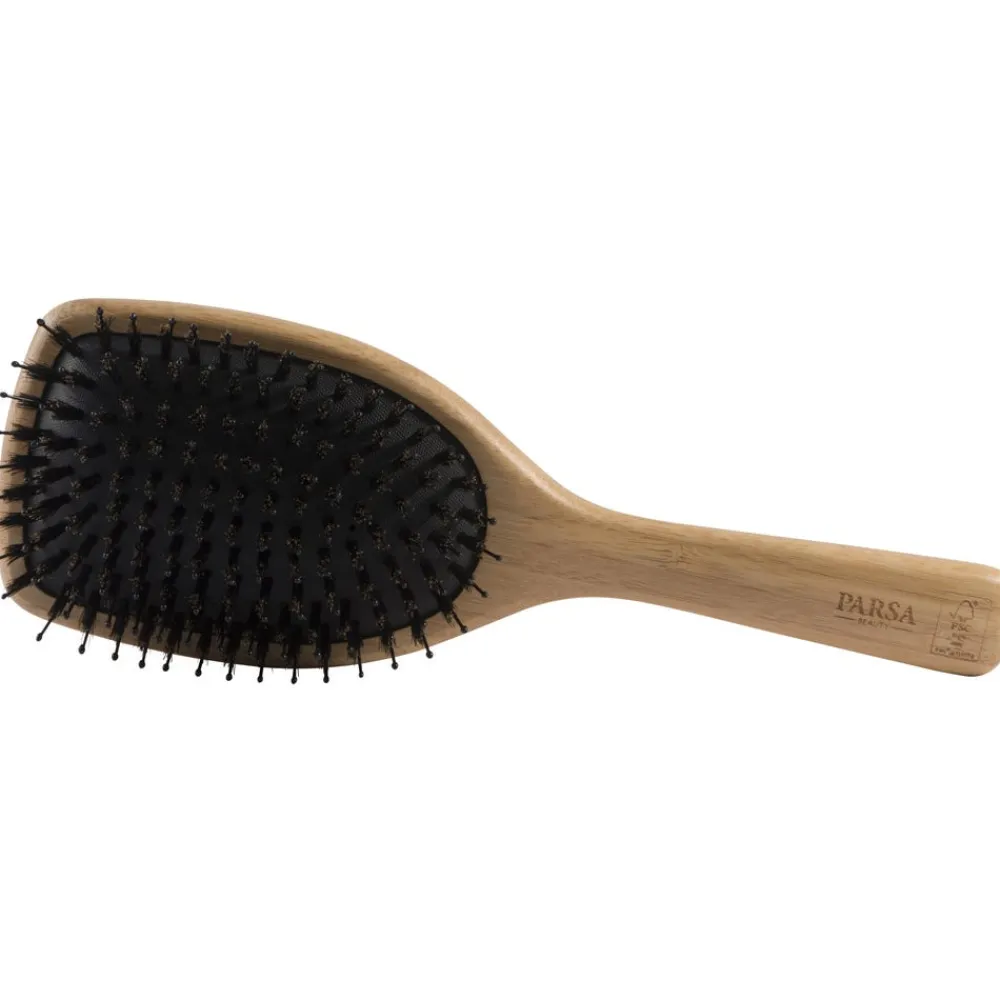 PARSA Beauty Kämme & Bürsten|Profi FSC Holz Haarbürste Paddle Groß mit Mischborsten