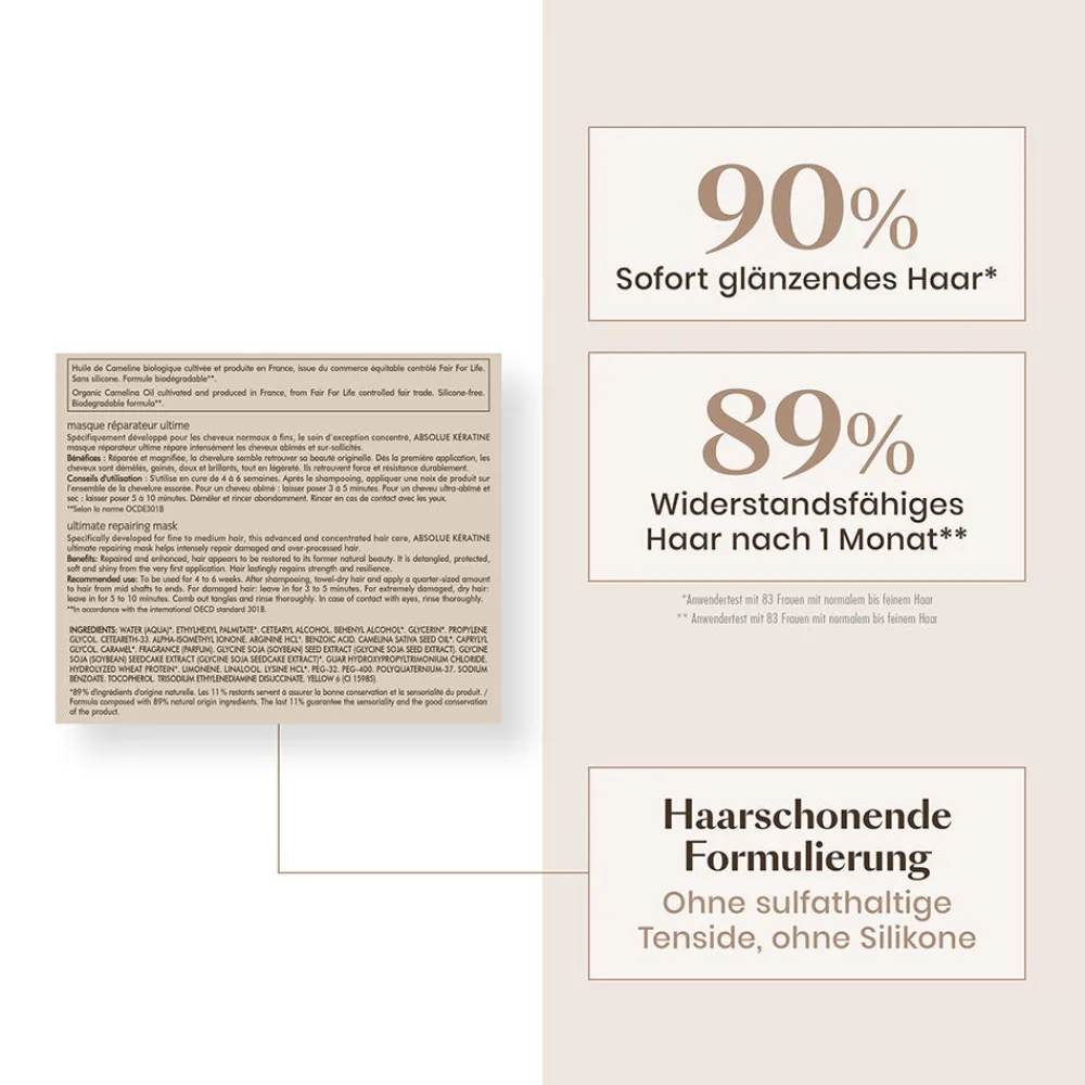 Rene Furterer Reparatur & Stärkung|Hagel Nature|Absolue Kératine Aufbauende Keratin-Maske fein-normal 200 ml