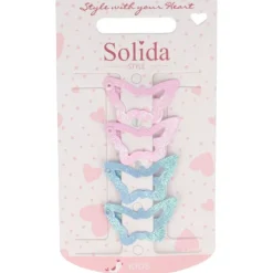 Solida Haarschmuck^Haarclip Schmetterling blau/rosa Glitzer