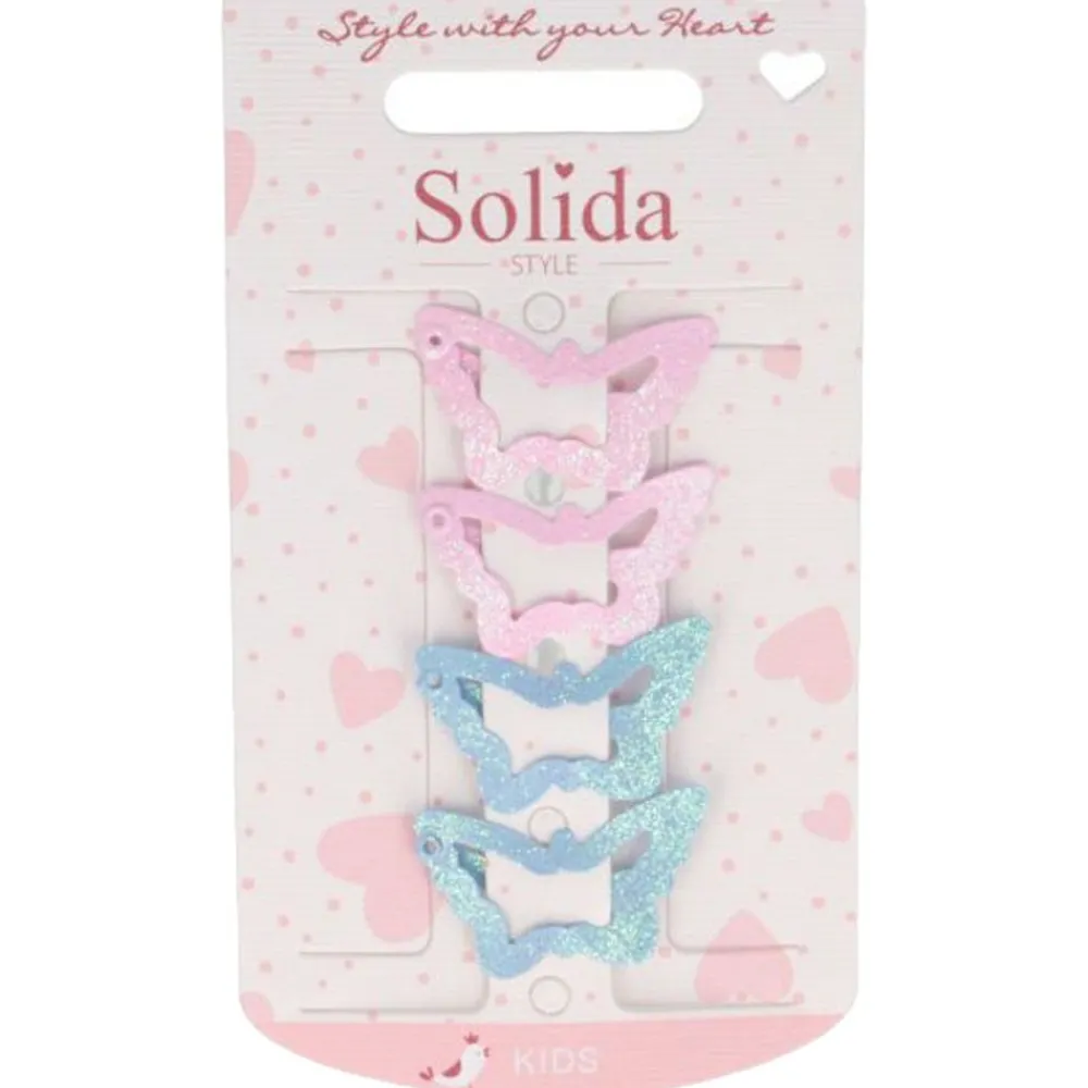 Solida Haarschmuck^Haarclip Schmetterling blau/rosa Glitzer