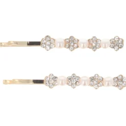 Solida Haarschmuck|Haarklemme Strass Perle gold 2 Stück