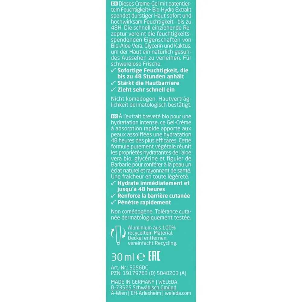 Weleda Hagel Nature|Gesicht|48H Hydration Creme-Gel 30 ml